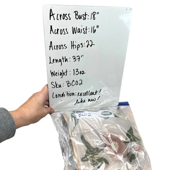 Sundance Peony Floral Embroidered Sleeveless Dress Beige Green Pink Size 8 - Picture 13 of 15